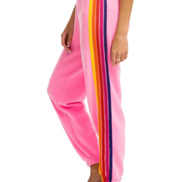 Aviator Nation Pants - Aviator Nation Pink 5 Stripe sweatpants like new size small